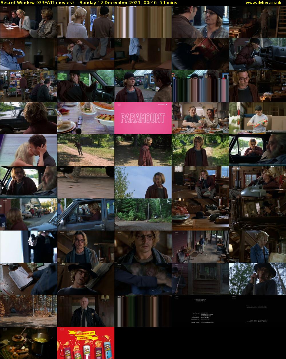 Secret Window (GREAT! movies) Sunday 12 December 2021 00:46 - 01:40