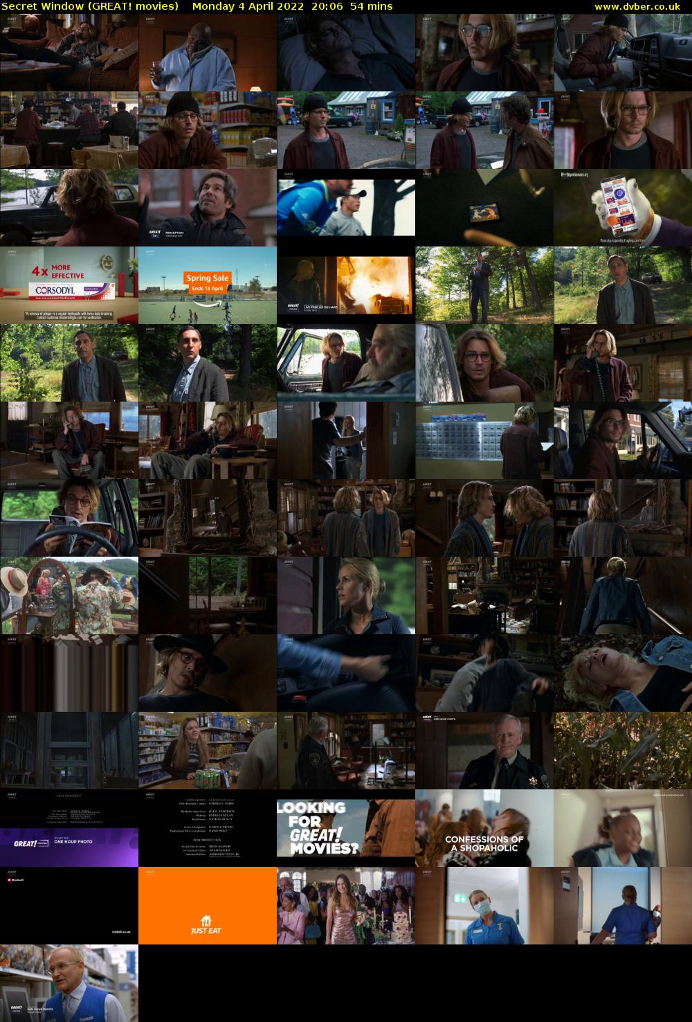 Secret Window (GREAT! movies) Monday 4 April 2022 20:06 - 21:00