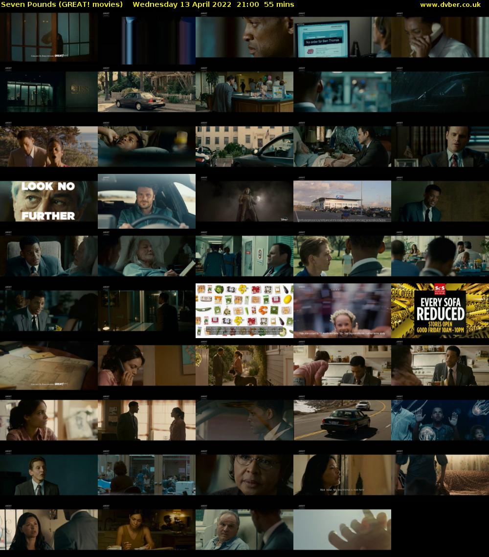 Seven Pounds (GREAT! movies) Wednesday 13 April 2022 21:00 - 21:55