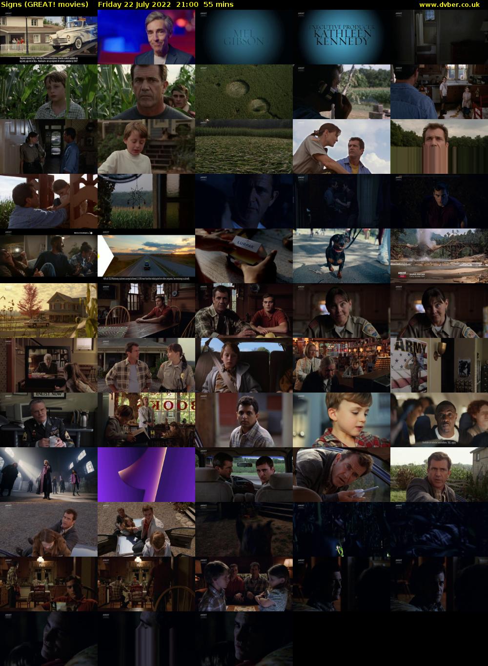 Signs (GREAT! movies) Friday 22 July 2022 21:00 - 21:55