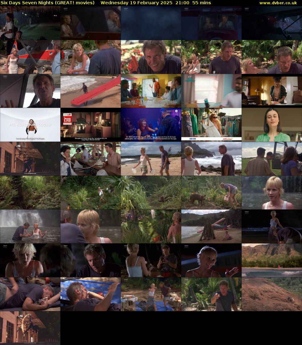 Six Days Seven Nights (GREAT! movies) Wednesday 19 February 2025 21:00 - 21:55