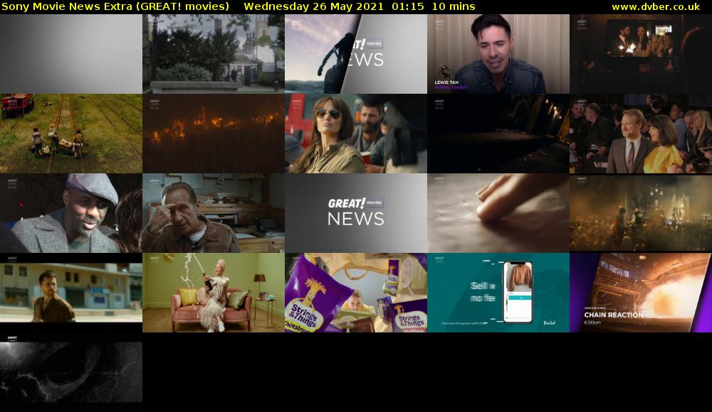 Sony Movie News Extra (GREAT! movies) Wednesday 26 May 2021 01:15 - 01:25