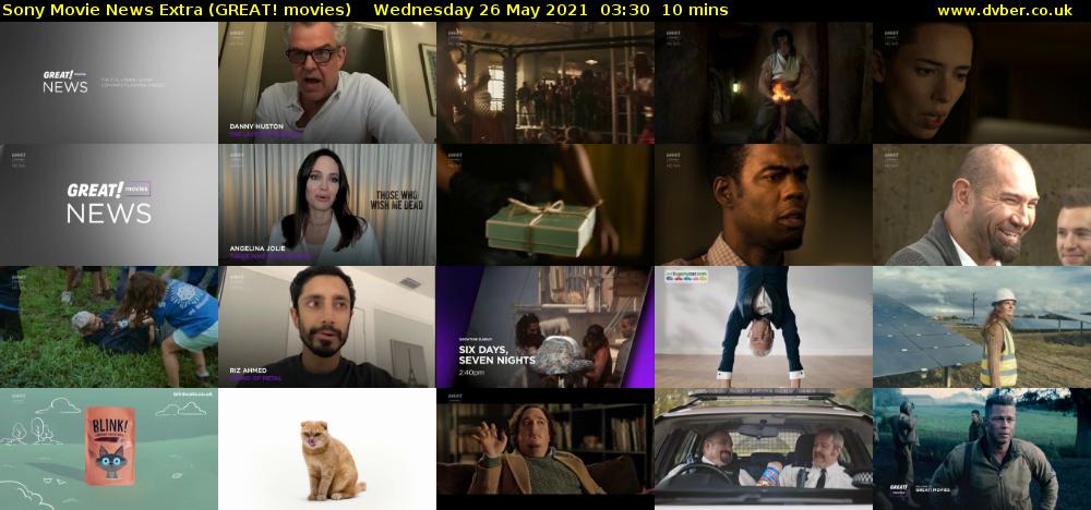 Sony Movie News Extra (GREAT! movies) Wednesday 26 May 2021 03:30 - 03:40