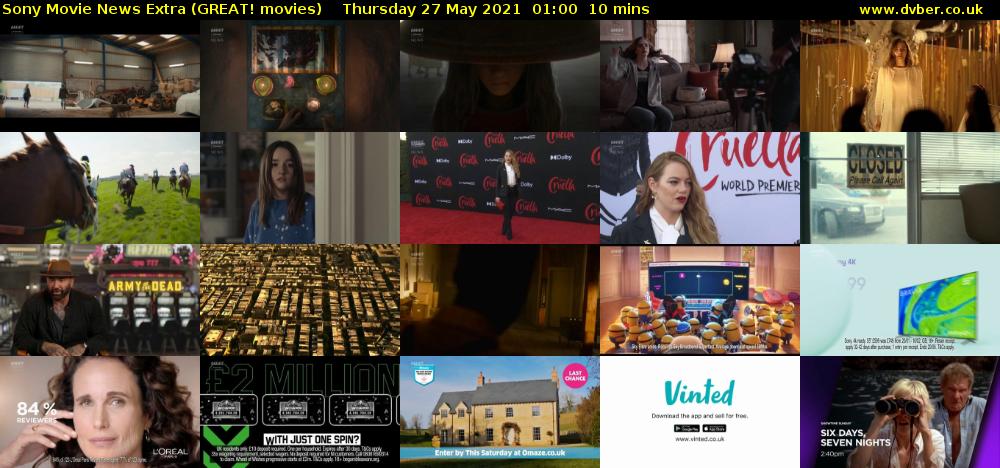 Sony Movie News Extra (GREAT! movies) Thursday 27 May 2021 01:00 - 01:10