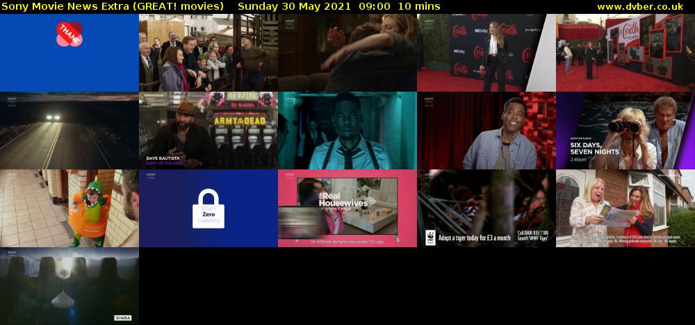 Sony Movie News Extra (GREAT! movies) Sunday 30 May 2021 09:00 - 09:10