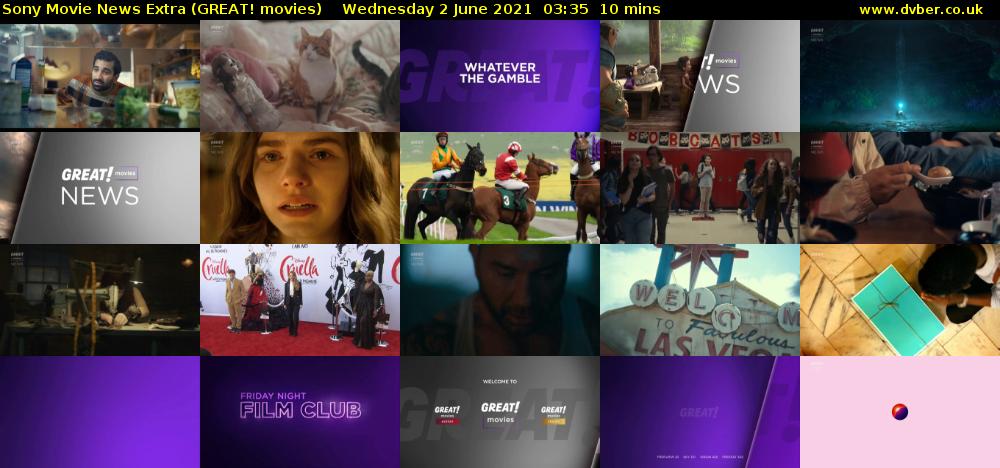 Sony Movie News Extra (GREAT! movies) Wednesday 2 June 2021 03:35 - 03:45