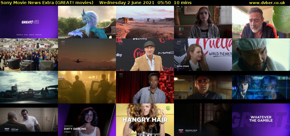 Sony Movie News Extra (GREAT! movies) Wednesday 2 June 2021 05:50 - 06:00