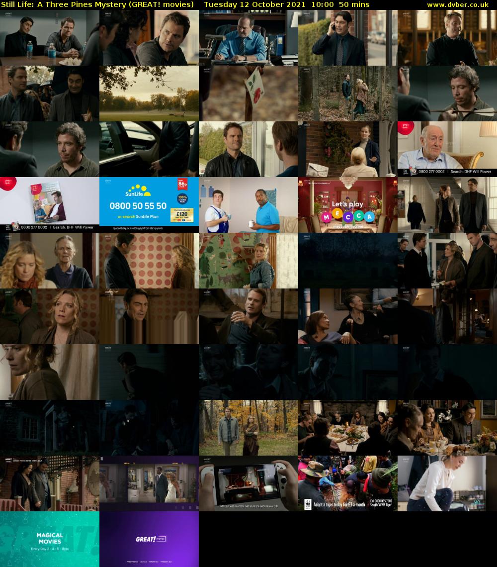 Still Life: A Three Pines Mystery (GREAT! movies) Tuesday 12 October 2021 10:00 - 10:50
