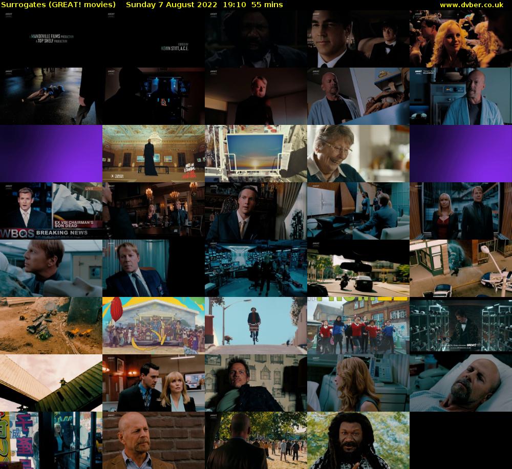 Surrogates (GREAT! movies) Sunday 7 August 2022 19:10 - 20:05