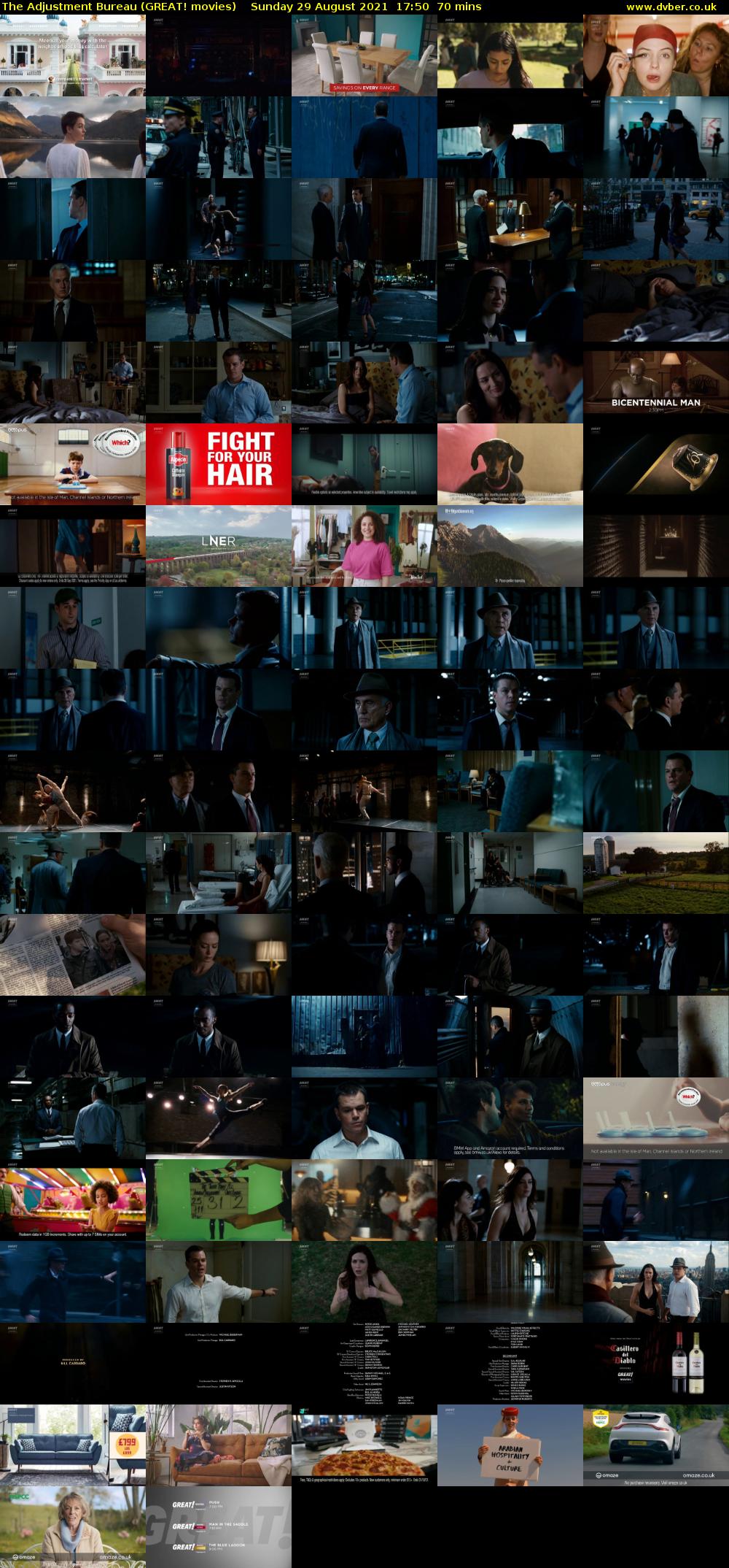 The Adjustment Bureau (GREAT! movies) Sunday 29 August 2021 17:50 - 19:00