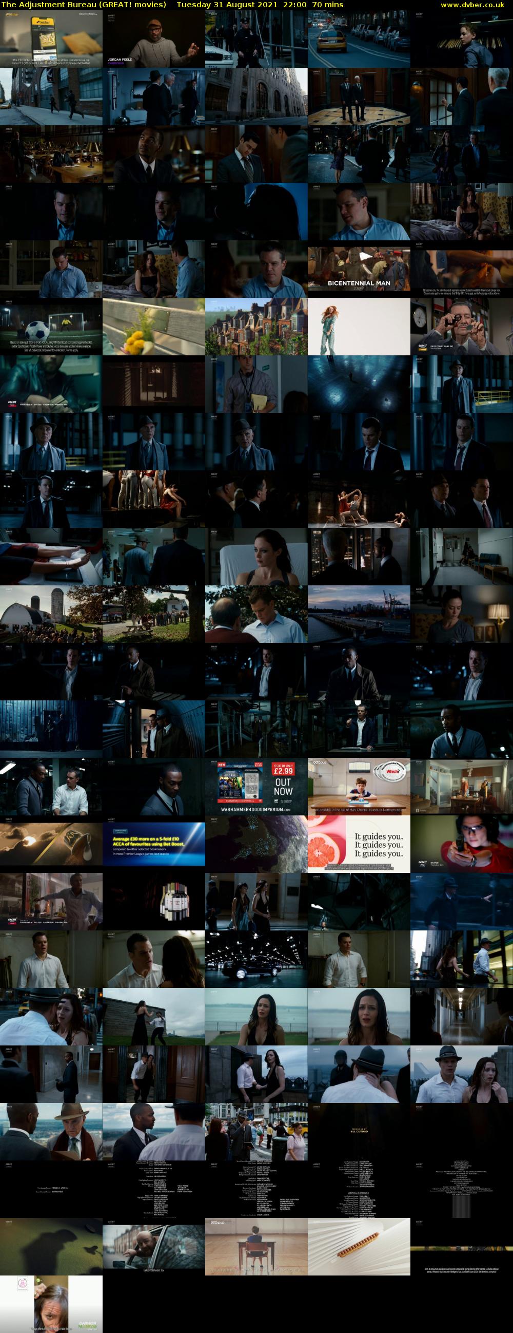 The Adjustment Bureau (GREAT! movies) Tuesday 31 August 2021 22:00 - 23:10