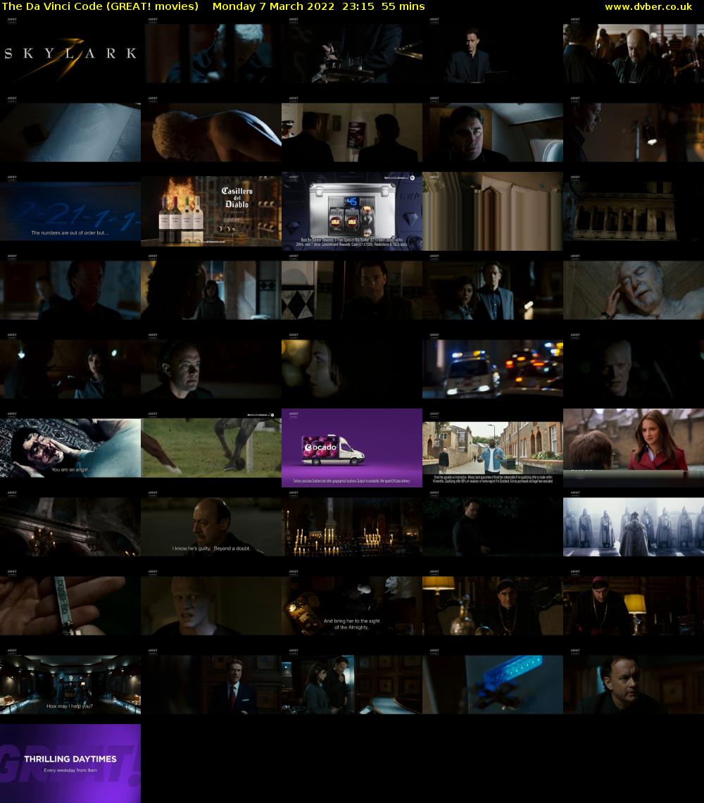 The Da Vinci Code (GREAT! movies) Monday 7 March 2022 23:15 - 00:10