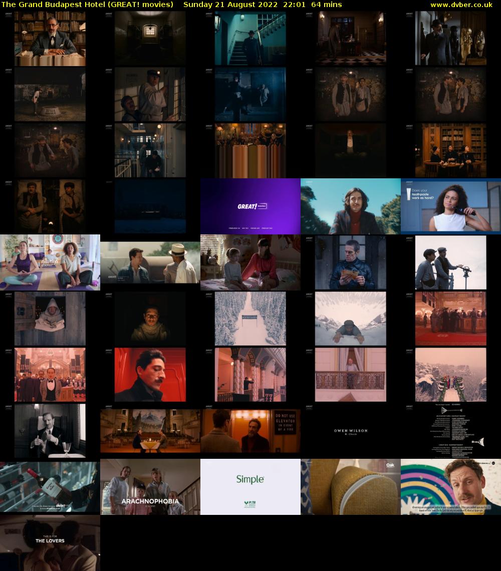 The Grand Budapest Hotel (GREAT! movies) Sunday 21 August 2022 22:01 - 23:05