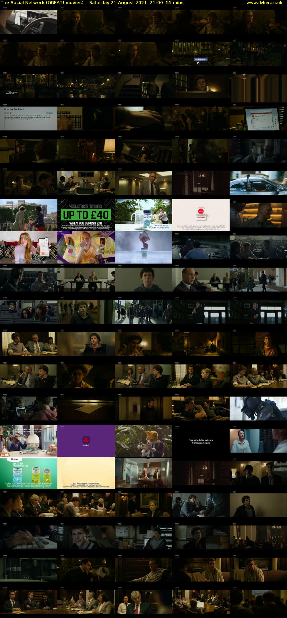 The Social Network (GREAT! movies) Saturday 21 August 2021 21:00 - 21:55