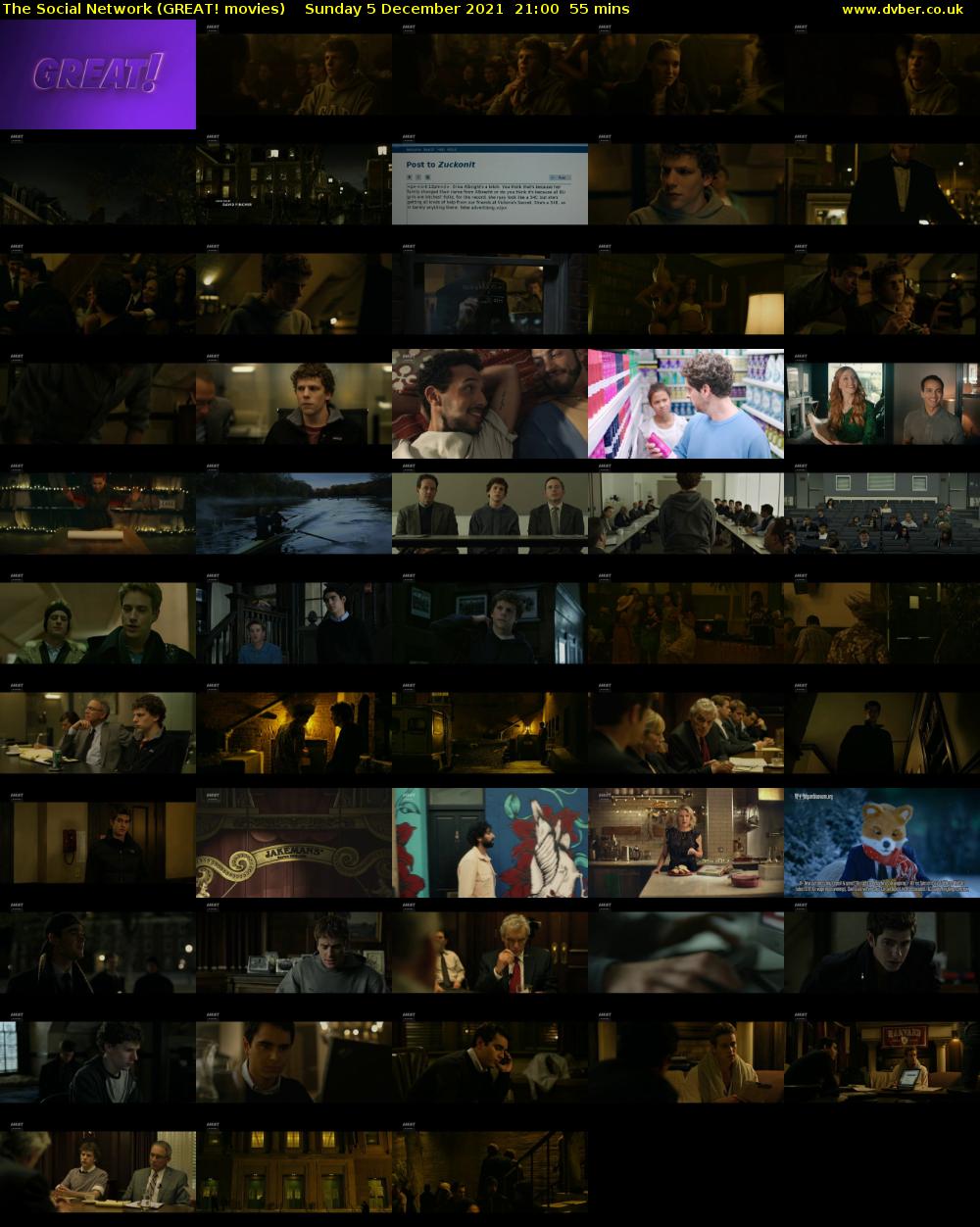 The Social Network (GREAT! movies) Sunday 5 December 2021 21:00 - 21:55