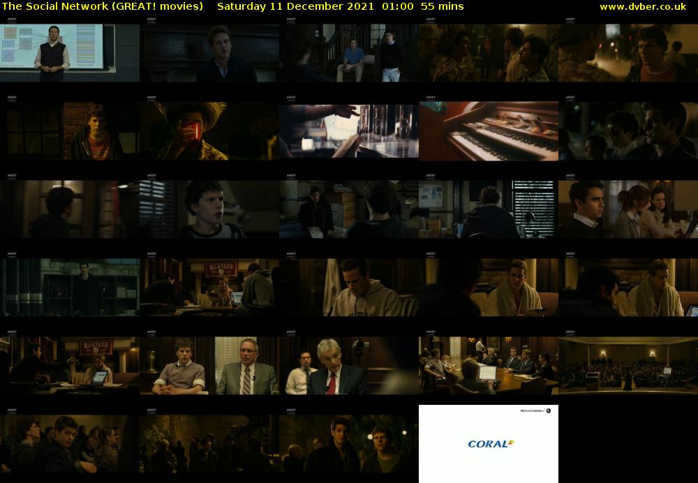 The Social Network (GREAT! movies) Saturday 11 December 2021 01:00 - 01:55