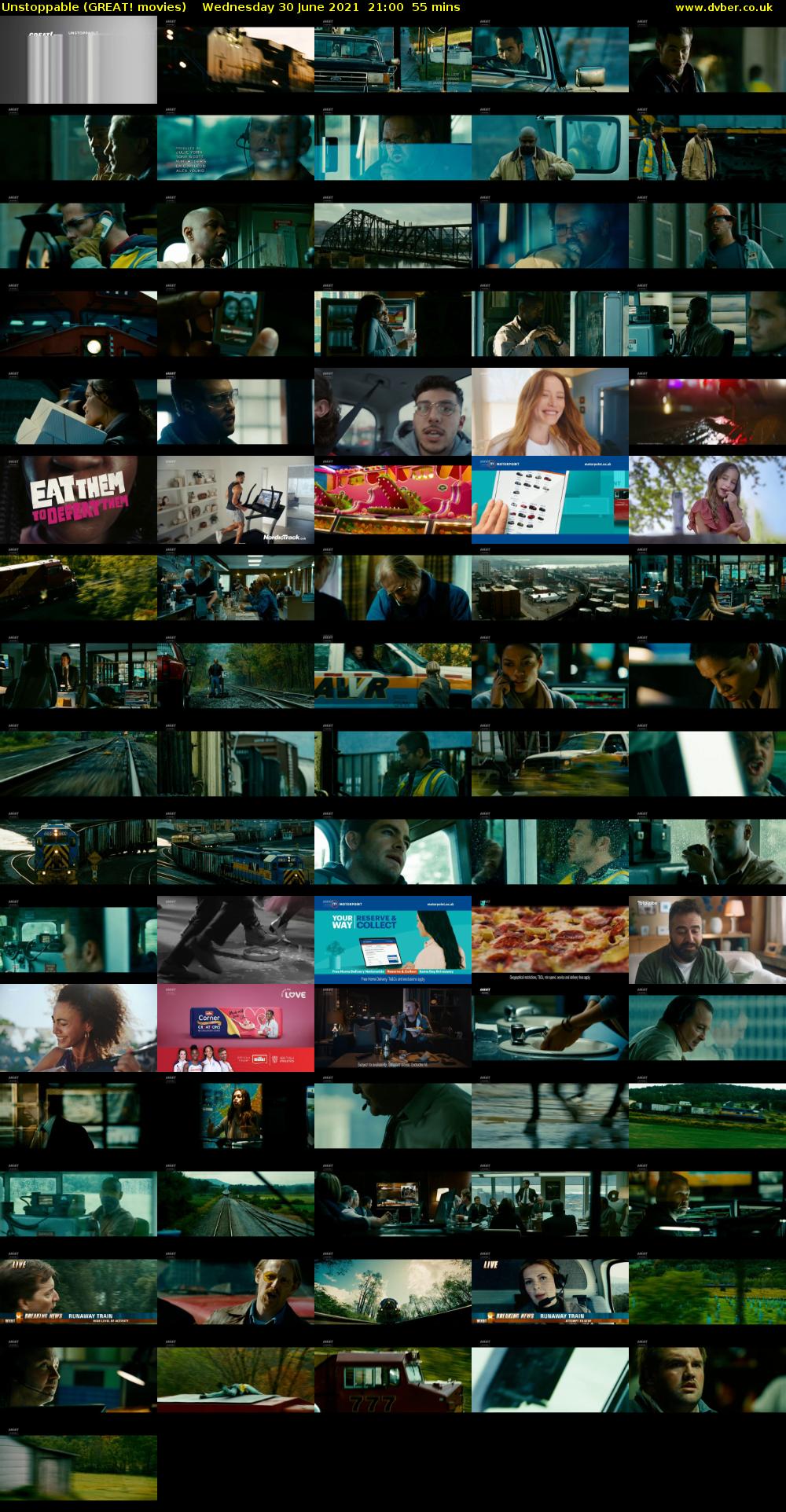 Unstoppable (GREAT! movies) Wednesday 30 June 2021 21:00 - 21:55