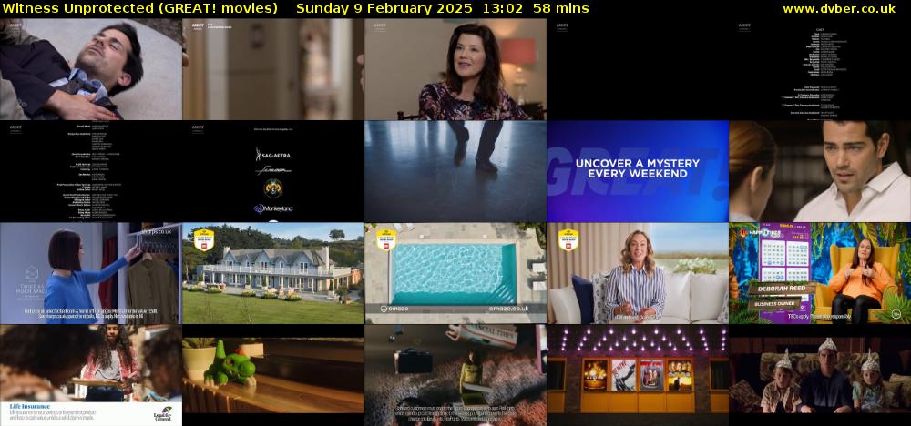 Witness Unprotected (GREAT! movies) Sunday 9 February 2025 13:02 - 14:00
