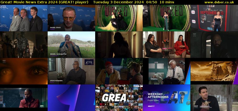 Great! Movie News Extra 2024 (GREAT! player) Tuesday 3 December 2024 04:50 - 05:00