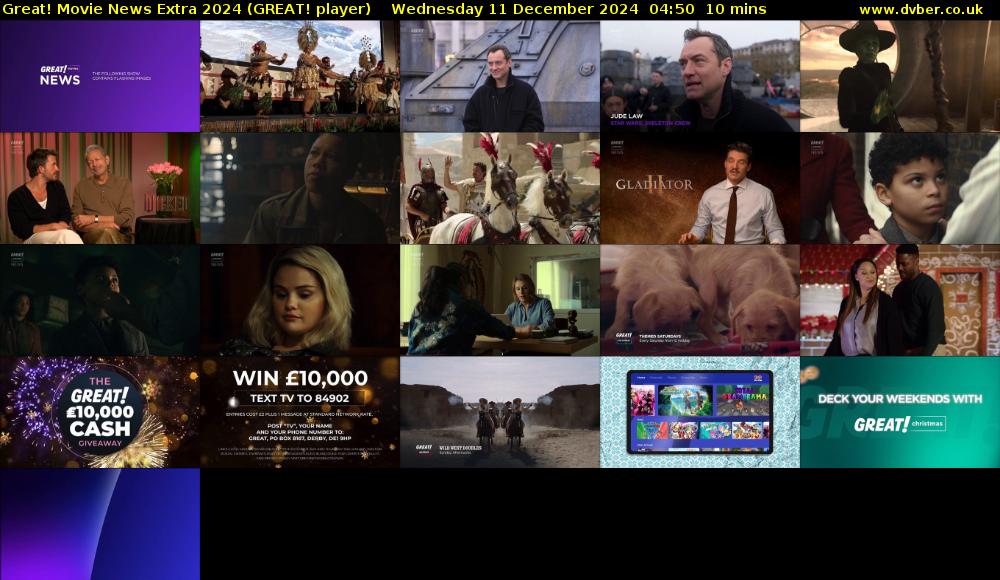 Great! Movie News Extra 2024 (GREAT! player) Wednesday 11 December 2024 04:50 - 05:00