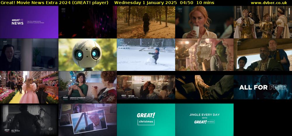 Great! Movie News Extra 2024 (GREAT! player) Wednesday 1 January 2025 04:50 - 05:00