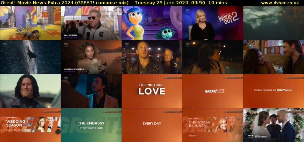 Great! Movie News Extra 2024 (GREAT! romance mix) Tuesday 25 June 2024 04:50 - 05:00