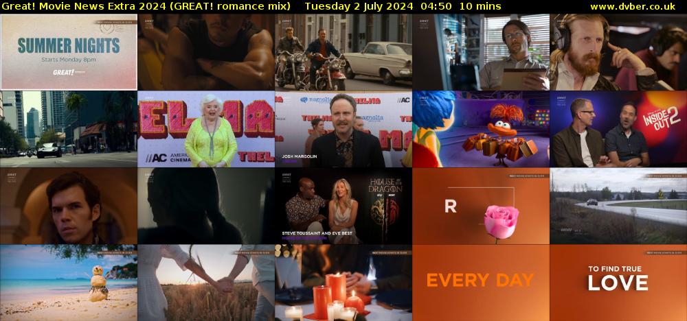 Great! Movie News Extra 2024 (GREAT! romance mix) Tuesday 2 July 2024 04:50 - 05:00