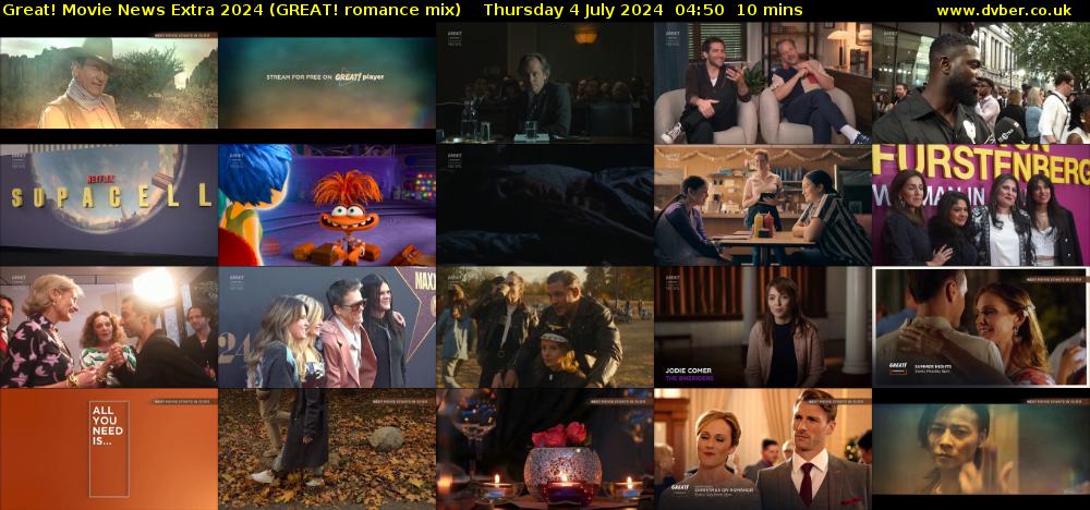 Great! Movie News Extra 2024 (GREAT! romance mix) Thursday 4 July 2024 04:50 - 05:00