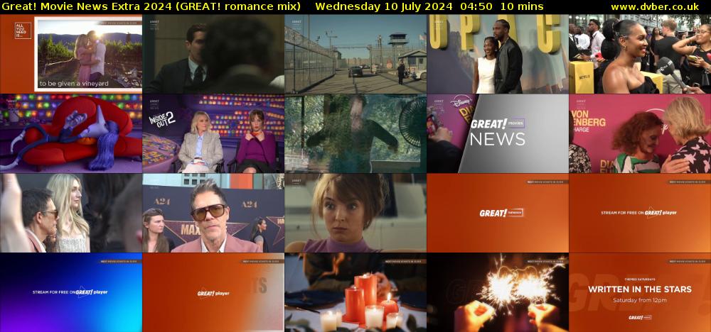 Great! Movie News Extra 2024 (GREAT! romance mix) Wednesday 10 July 2024 04:50 - 05:00