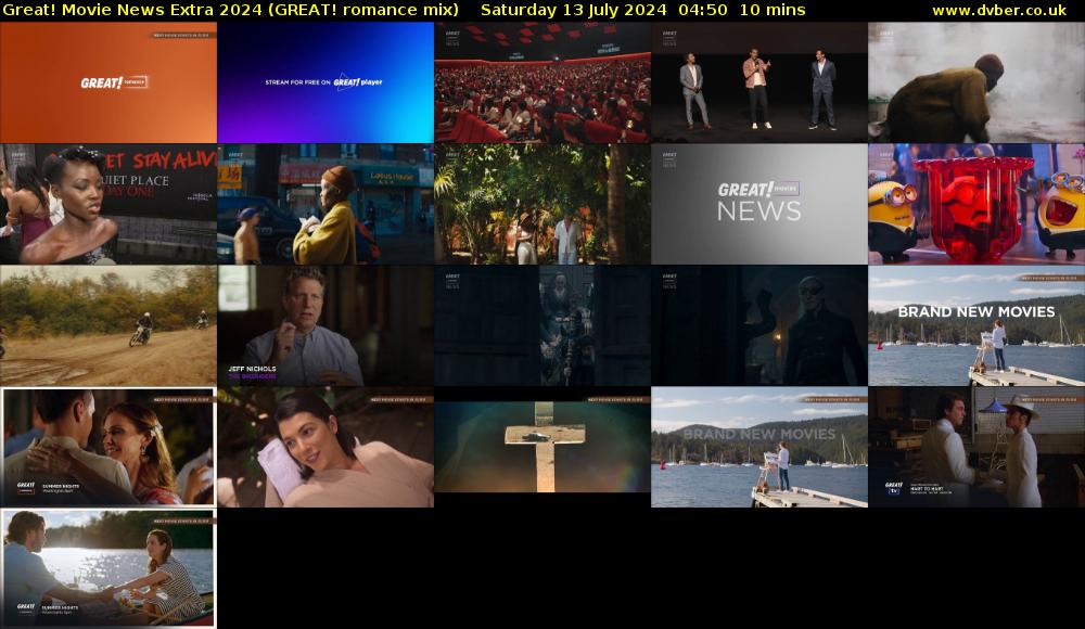 Great! Movie News Extra 2024 (GREAT! romance mix) Saturday 13 July 2024 04:50 - 05:00