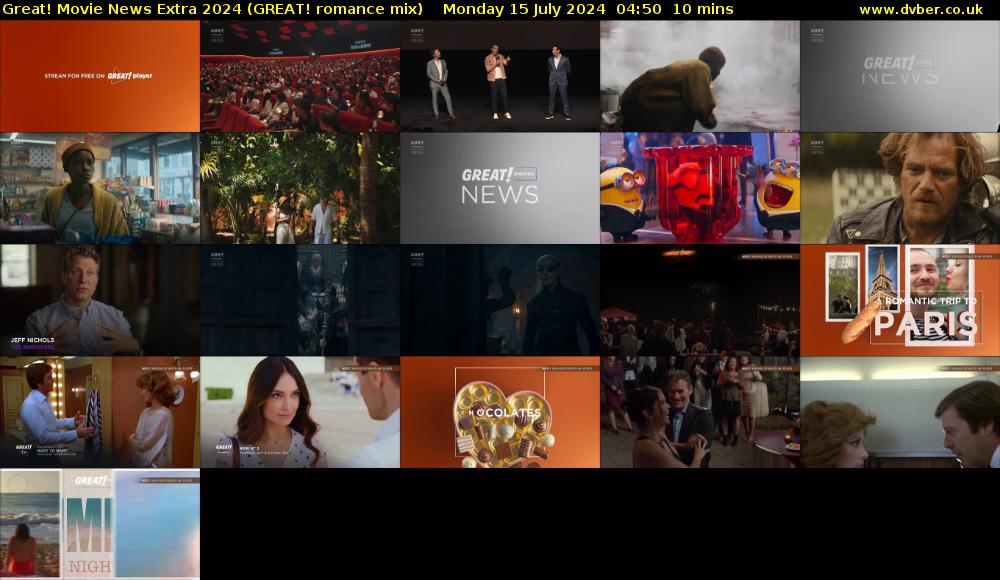 Great! Movie News Extra 2024 (GREAT! romance mix) Monday 15 July 2024 04:50 - 05:00