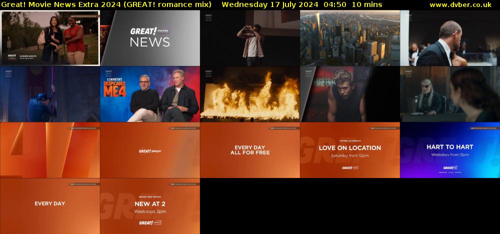 Great! Movie News Extra 2024 (GREAT! romance mix) Wednesday 17 July 2024 04:50 - 05:00