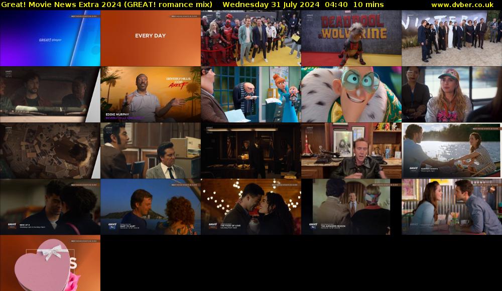 Great! Movie News Extra 2024 (GREAT! romance mix) Wednesday 31 July 2024 04:40 - 04:50