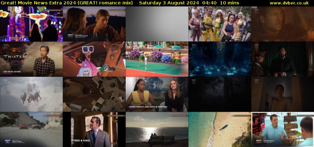 Great! Movie News Extra 2024 (GREAT! romance mix) Saturday 3 August 2024 04:40 - 04:50