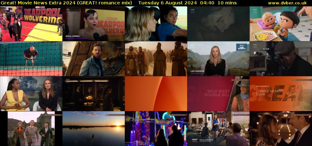 Great! Movie News Extra 2024 (GREAT! romance mix) Tuesday 6 August 2024 04:40 - 04:50