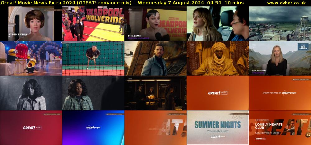 Great! Movie News Extra 2024 (GREAT! romance mix) Wednesday 7 August 2024 04:50 - 05:00