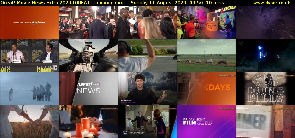 Great! Movie News Extra 2024 (GREAT! romance mix) Sunday 11 August 2024 04:50 - 05:00