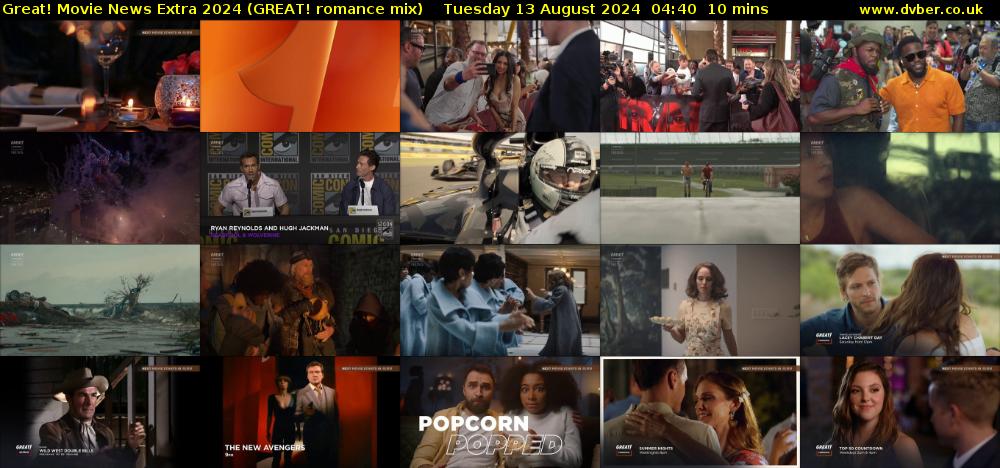 Great! Movie News Extra 2024 (GREAT! romance mix) Tuesday 13 August 2024 04:40 - 04:50