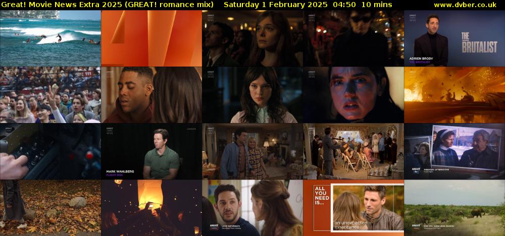 Great! Movie News Extra 2025 (GREAT! romance mix) Saturday 1 February 2025 04:50 - 05:00