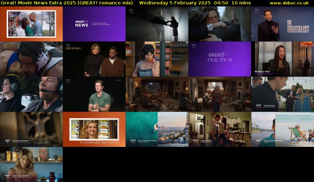 Great! Movie News Extra 2025 (GREAT! romance mix) Wednesday 5 February 2025 04:50 - 05:00