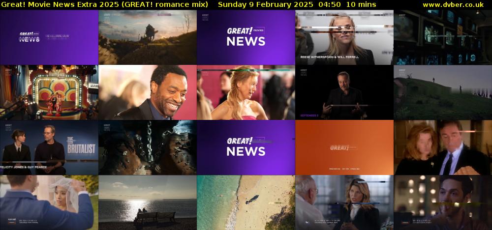 Great! Movie News Extra 2025 (GREAT! romance mix) Sunday 9 February 2025 04:50 - 05:00