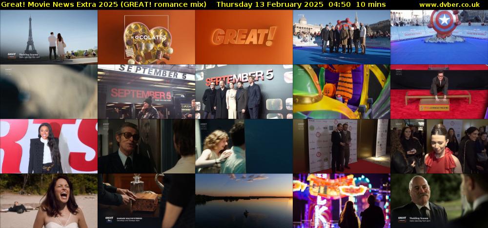 Great! Movie News Extra 2025 (GREAT! romance mix) Thursday 13 February 2025 04:50 - 05:00