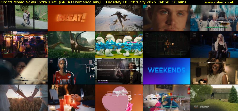Great! Movie News Extra 2025 (GREAT! romance mix) Tuesday 18 February 2025 04:50 - 05:00