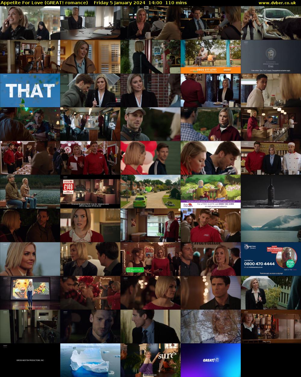 Appetite For Love (GREAT! romance) Friday 5 January 2024 14:00 - 15:50