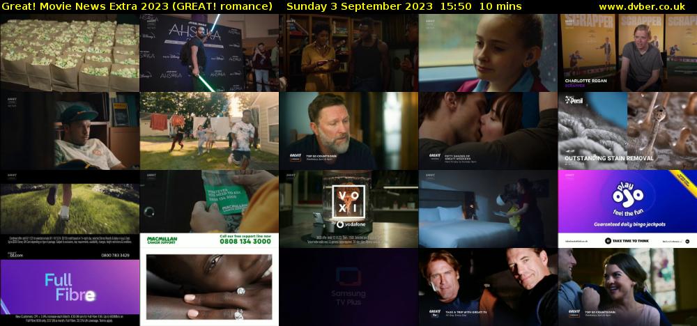 Great! Movie News Extra 2023 (GREAT! romance) Sunday 3 September 2023 15:50 - 16:00