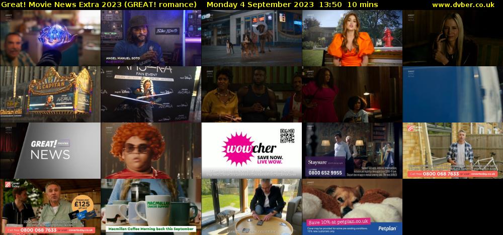 Great! Movie News Extra 2023 (GREAT! romance) Monday 4 September 2023 13:50 - 14:00