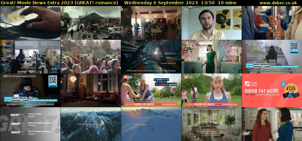 Great! Movie News Extra 2023 (GREAT! romance) Wednesday 6 September 2023 13:50 - 14:00