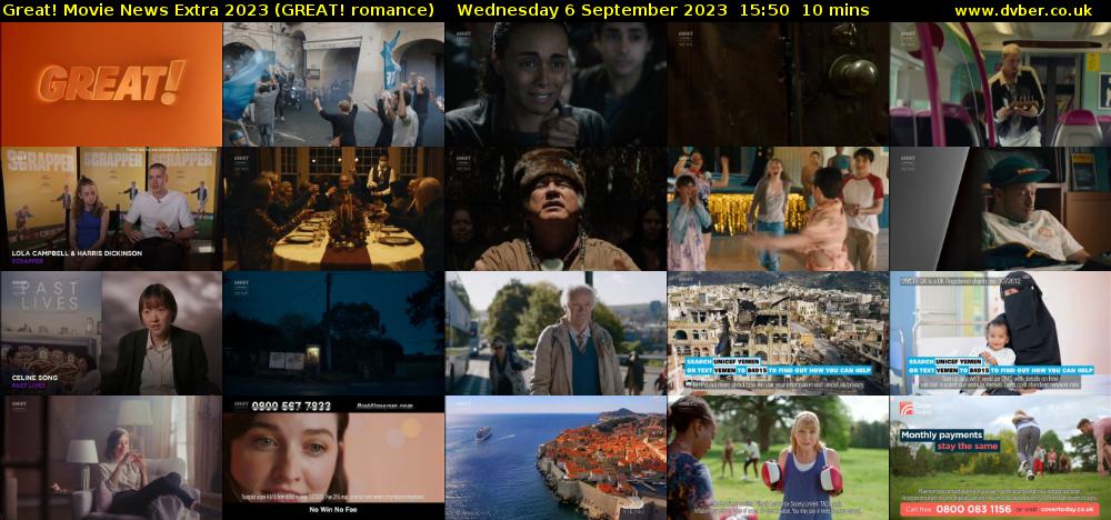 Great! Movie News Extra 2023 (GREAT! romance) Wednesday 6 September 2023 15:50 - 16:00