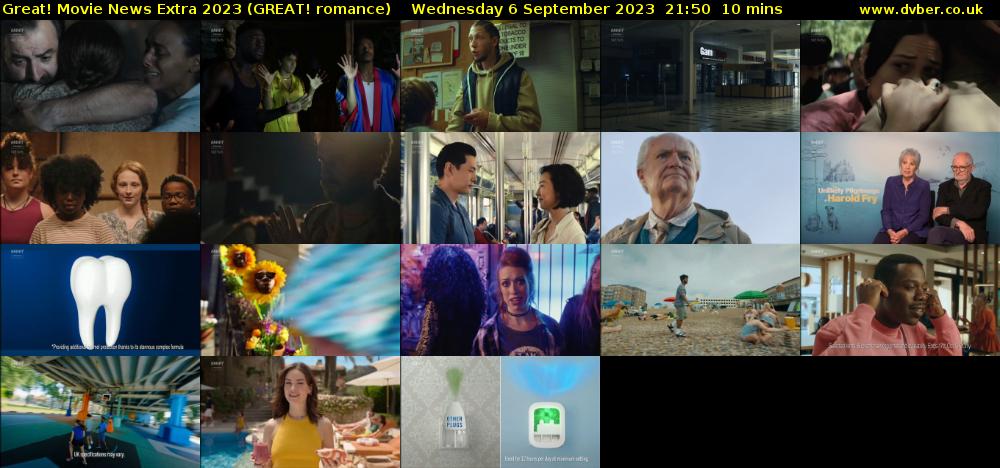 Great! Movie News Extra 2023 (GREAT! romance) Wednesday 6 September 2023 21:50 - 22:00