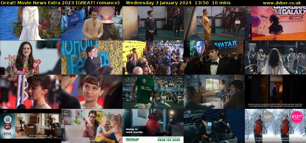 Great! Movie News Extra 2023 (GREAT! romance) Wednesday 3 January 2024 13:50 - 14:00